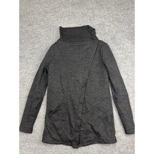 Zella Jacket Womens Large Gray Funnel Neck Buckle Fleece Lined Zip Pockets